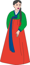 Woman in Red Dress with Green Jacket - Elegant Clipart Illustration