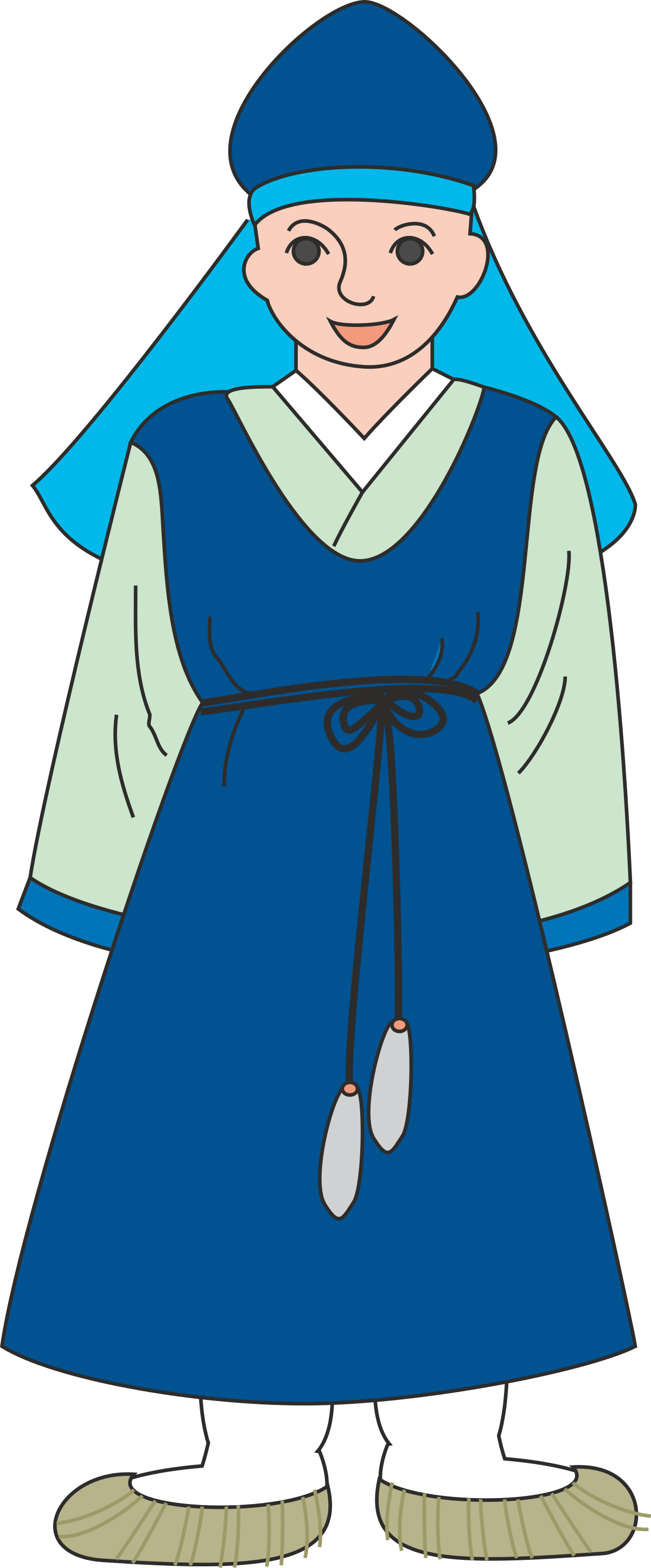 Cartoon Character in Blue Dress and Hat - Playful Clipart