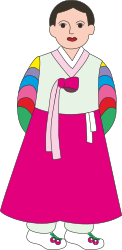 Traditional Korean Dress Clipart: Charming Girl in Hanbok