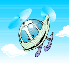 Cartoon Helicopter Flying in the Sky Clipart for Fun Designs