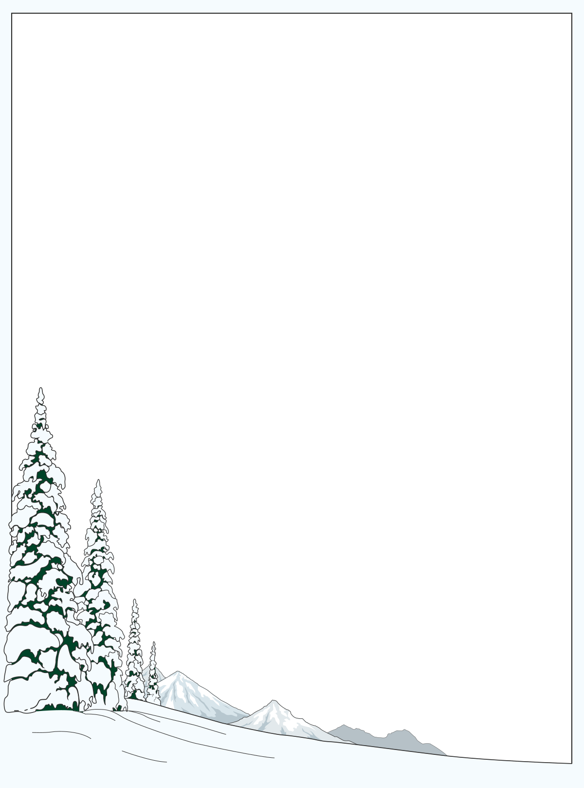 Borders and Plants: Beautiful Snowy Scene Clipart with Trees