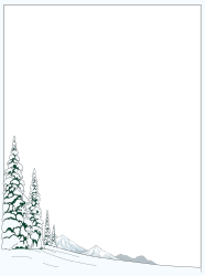 Borders and Plants: Beautiful Snowy Scene Clipart with Trees