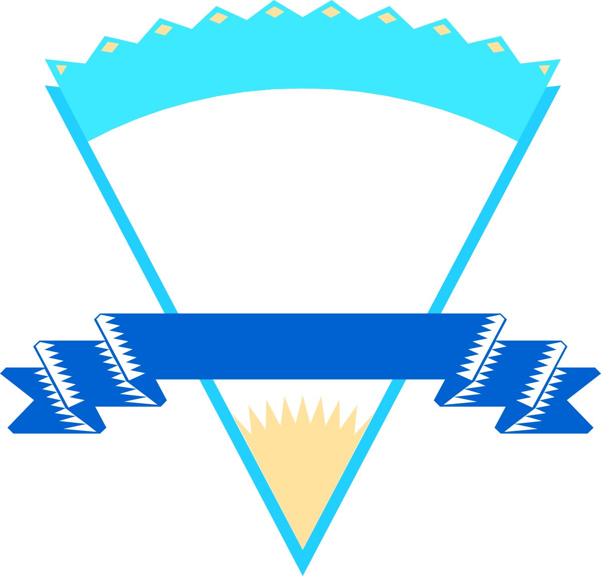Blue and White Triangular Banner Clipart with Ribbon