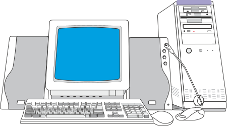 Computer and Mouse on Desk Clipart for Creative Projects