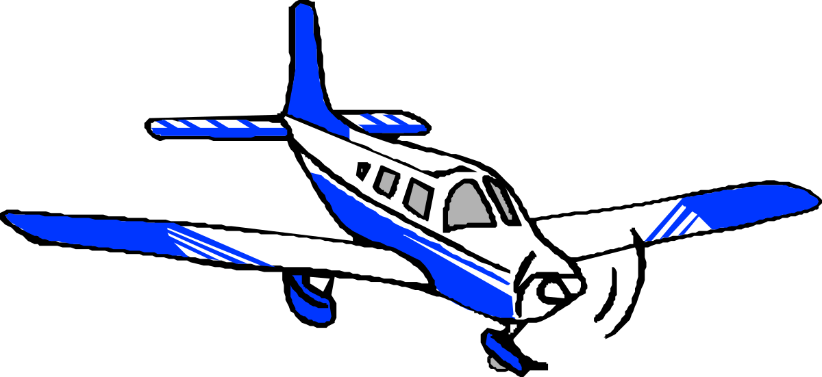 Blue and White Airplane with White Stripe Clipart