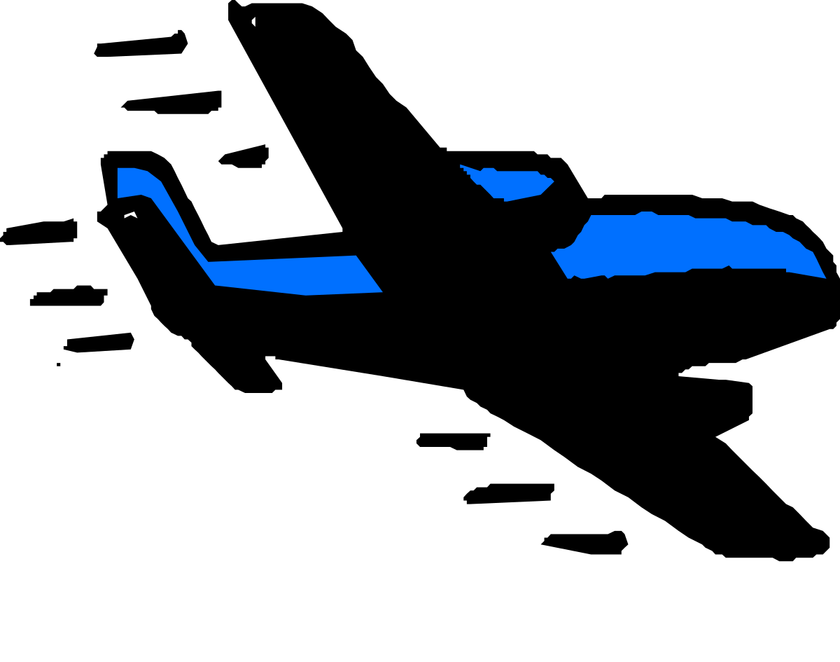 Blue Airplane Flying Through the Sky Clipart