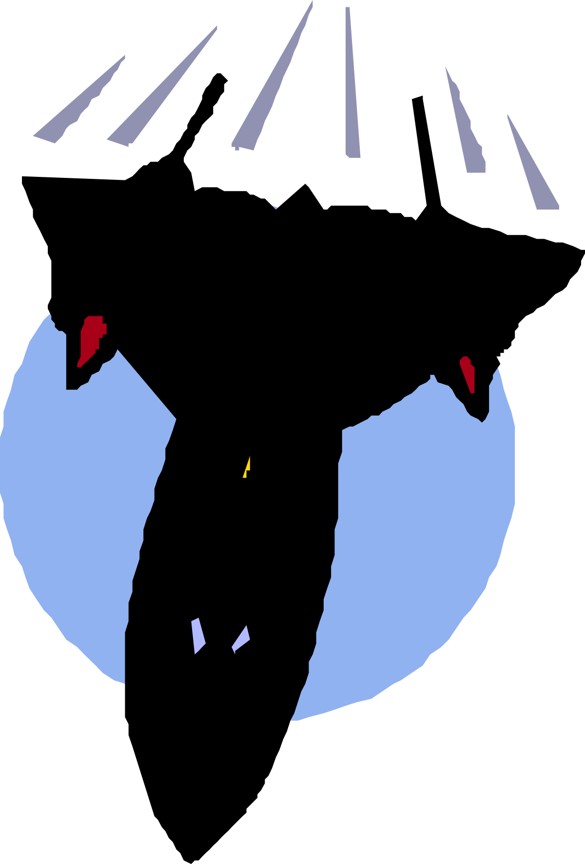 Plane Flying Over Earth - Black and White Clipart