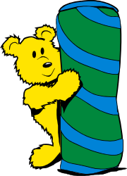 Cartoon Bear Leaning on Books - Whimsical Clipart for Fun Designs
