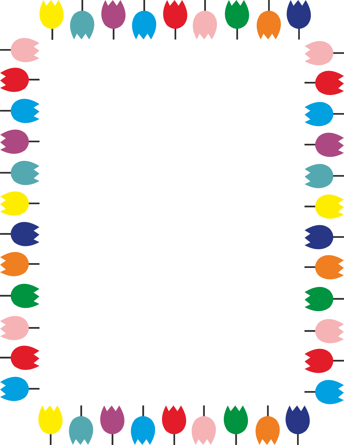 a colorful frame with many different colored leaves clip art png transparent Colorful Borders with Tulips and Plants Clipart