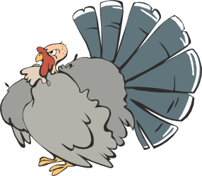 Turkey Clipart: Red-Headed Bird with Gray Tail for Seasonal Designs