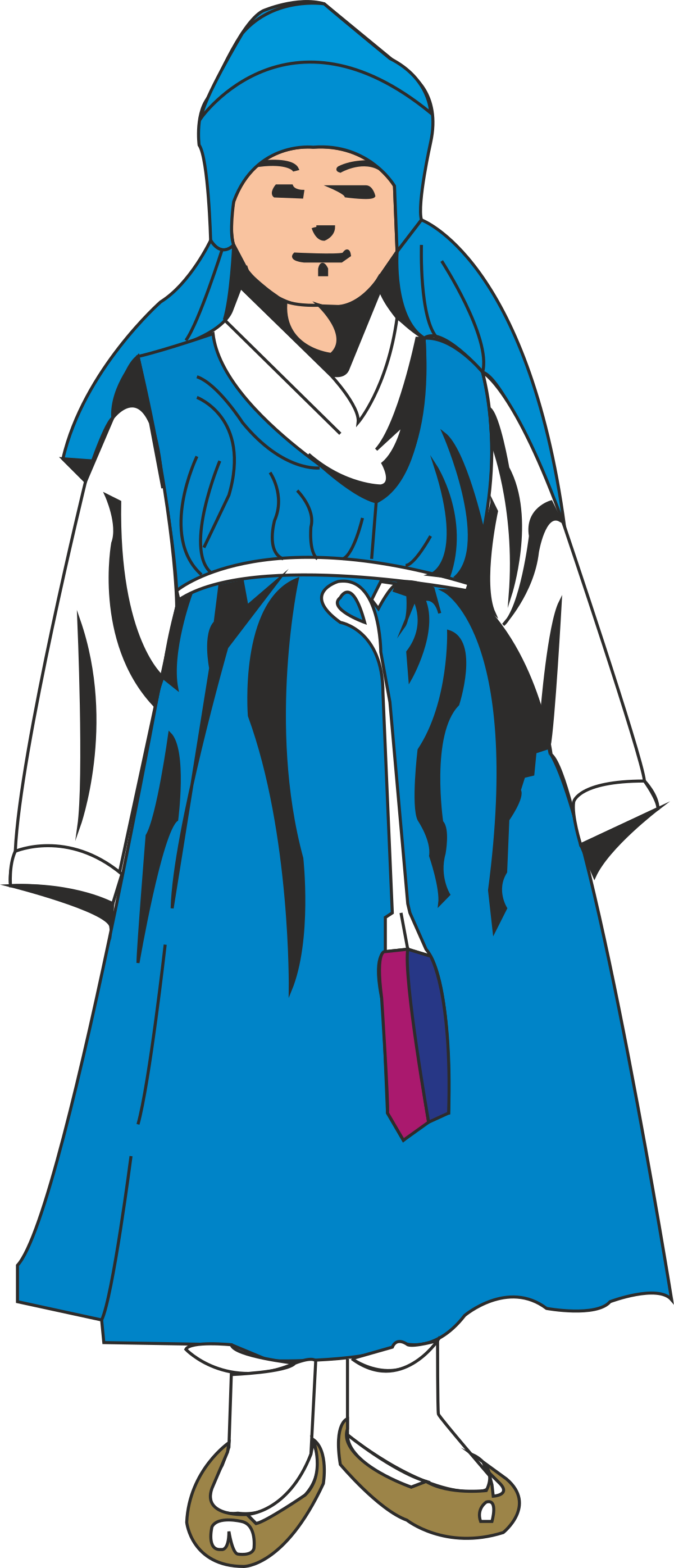 Cartoon Character in Blue Dress and Hat - Playful Clipart for All Ages
