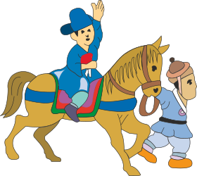 Horse Riding Adventure: Person and Child Clipart