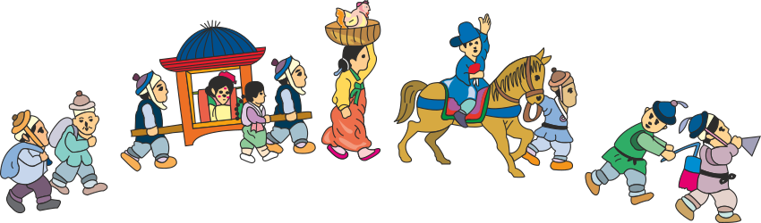 Group of People Riding Horses in a Line - Dynamic Clipart for Your Projects