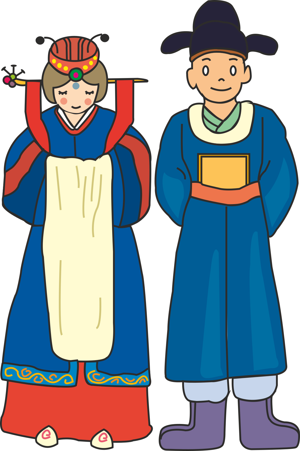 a couple in traditional chinese costumes clip art png transparent Traditional Chinese Costumes Couple Clipart: Cultural Heritage Icons