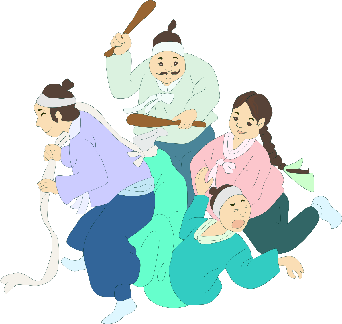 Group of People Sitting on the Ground - Vibrant Clipart Collection
