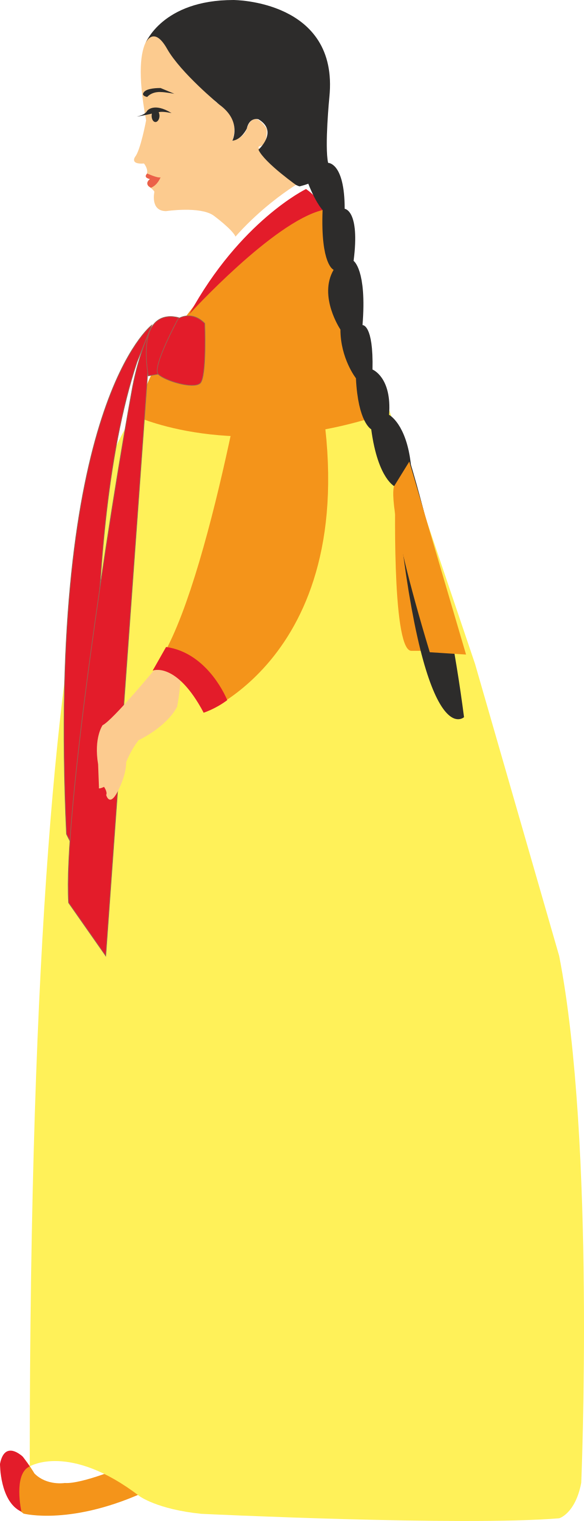 a woman in a yellow dress and red scarf clip art png transparent Woman in Yellow Dress and Red Scarf Clipart for Vibrant Designs