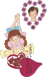 Woman Relaxing on Pillow with Chocolate Bowl Clipart