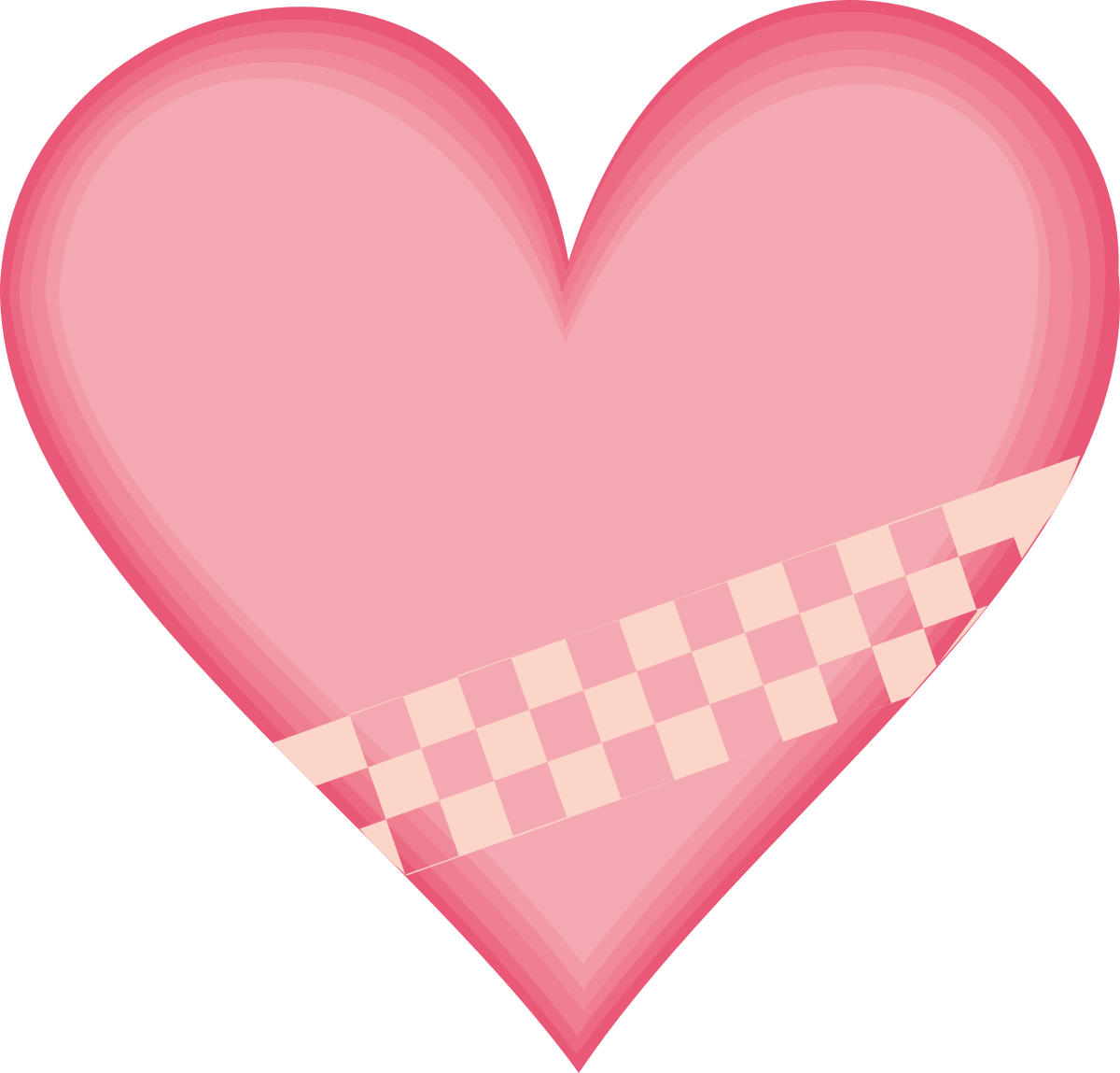 Pink Heart with Checkered Pattern - Charming Vector Illustrations