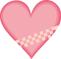 Pink Heart with Checkered Pattern - Charming Vector Illustrations