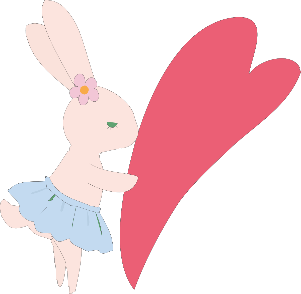 Pink Bunny Holding Heart-Shaped Object - Adorable Clipart for Every Occasion
