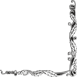 Elegant Black and White Floral Border Clipart with Plants and Vines