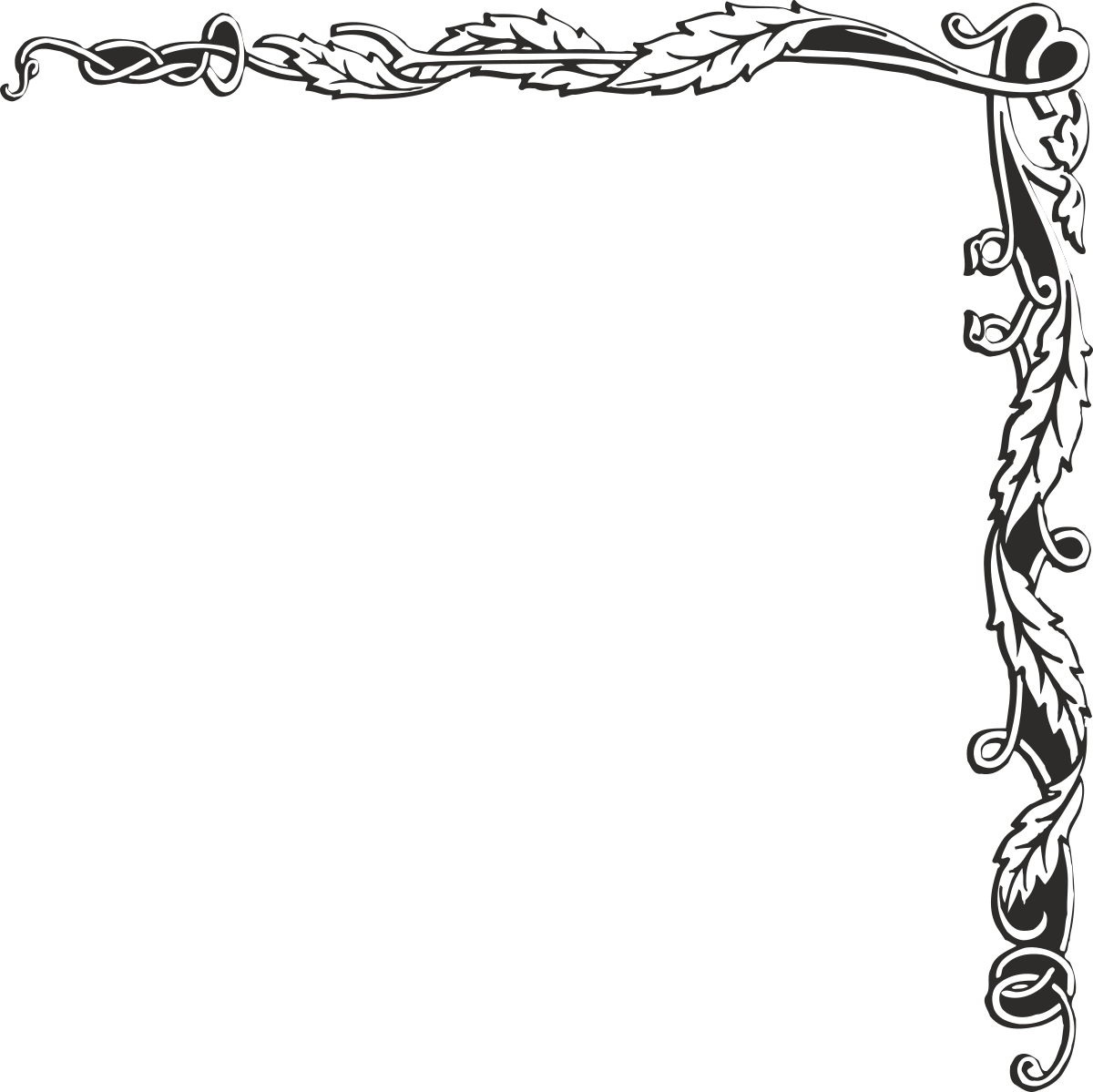 Borders and Plants: Elegant Black and White Floral Frame Clipart