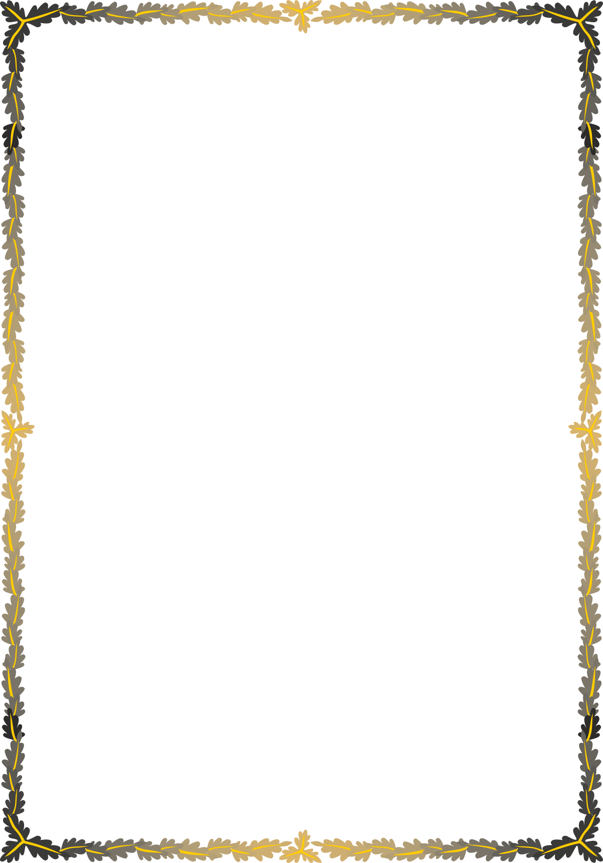 Elegant Gold-Bordered Decorative Plant Frame Clipart