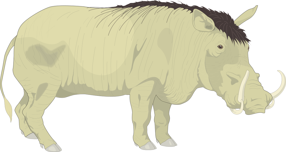 White Rhino with Long Horns and Tail - Dynamic Clipart for Wildlife Themes