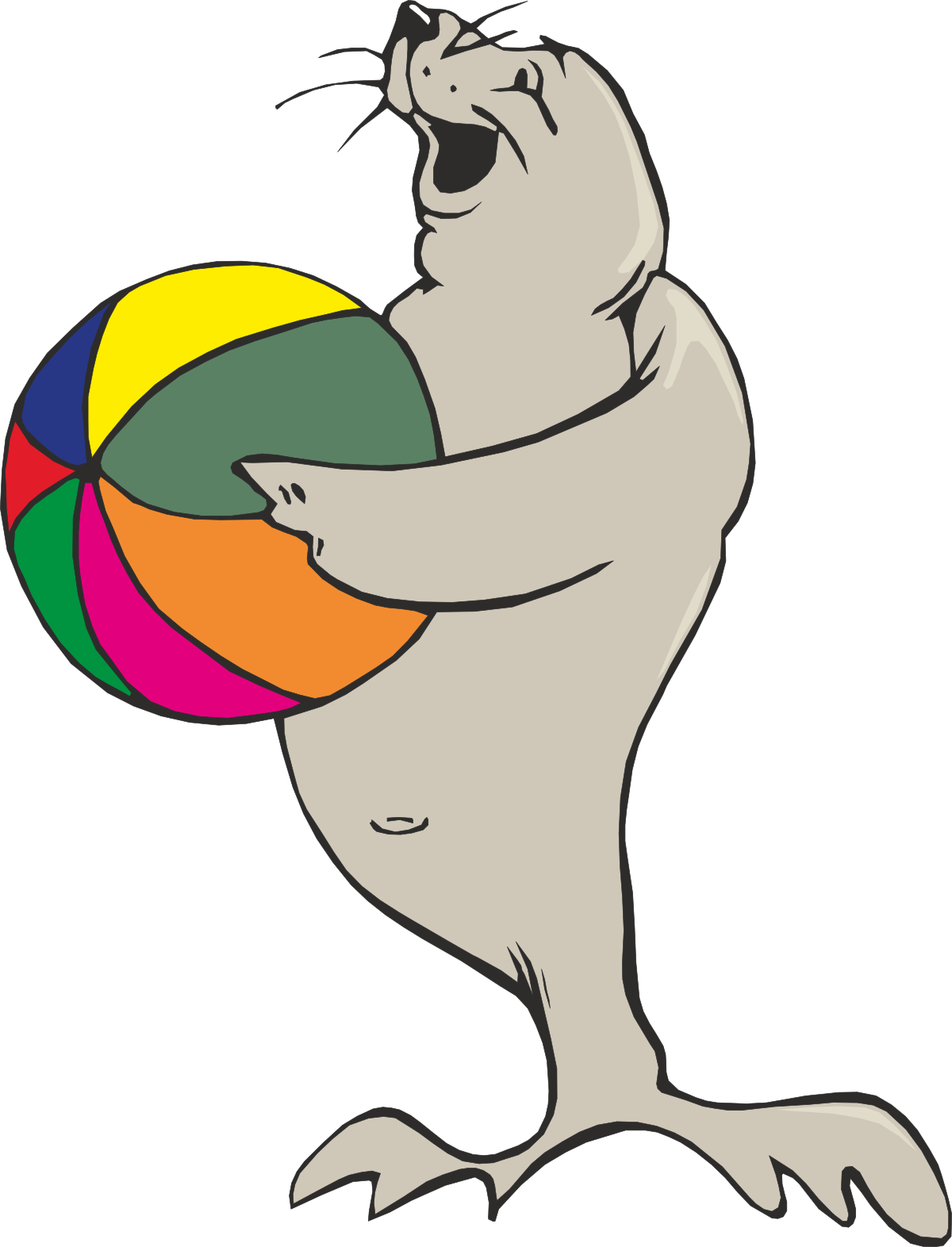 Cartoon Bear Holding Beach Ball - Fun Clipart for Summer Themes
