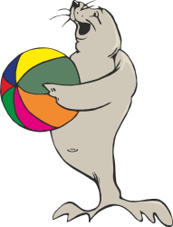 Cartoon Bear Holding Beach Ball - Fun Clipart for Summer Themes