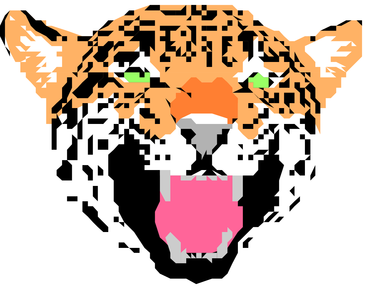 Cat with Pink and Orange Face Clipart - Vibrant Feline Illustration