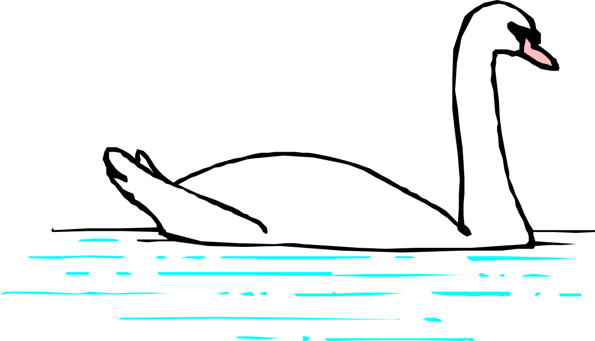Elegant White Swan Floating on Water Clipart