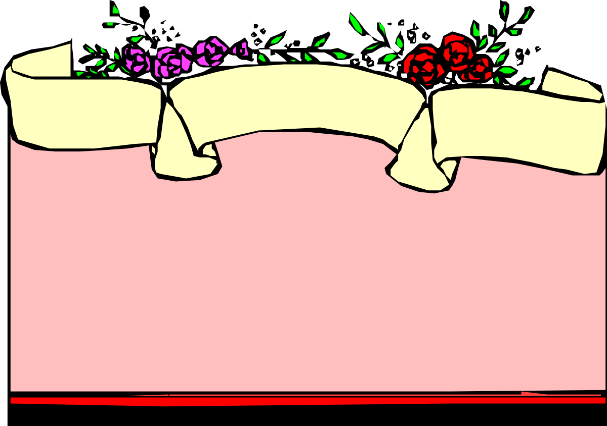 Borders with Plants - Pink Paper Clipart with Ribbon and Flowers