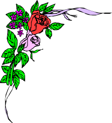 Elegant Rose and Bird Clipart on Black Background - Perfect for Borders and Corners