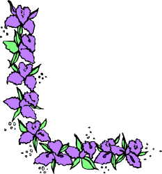 Purple Flower Border with Green Leaves - Elegant Clipart for Creative Designs