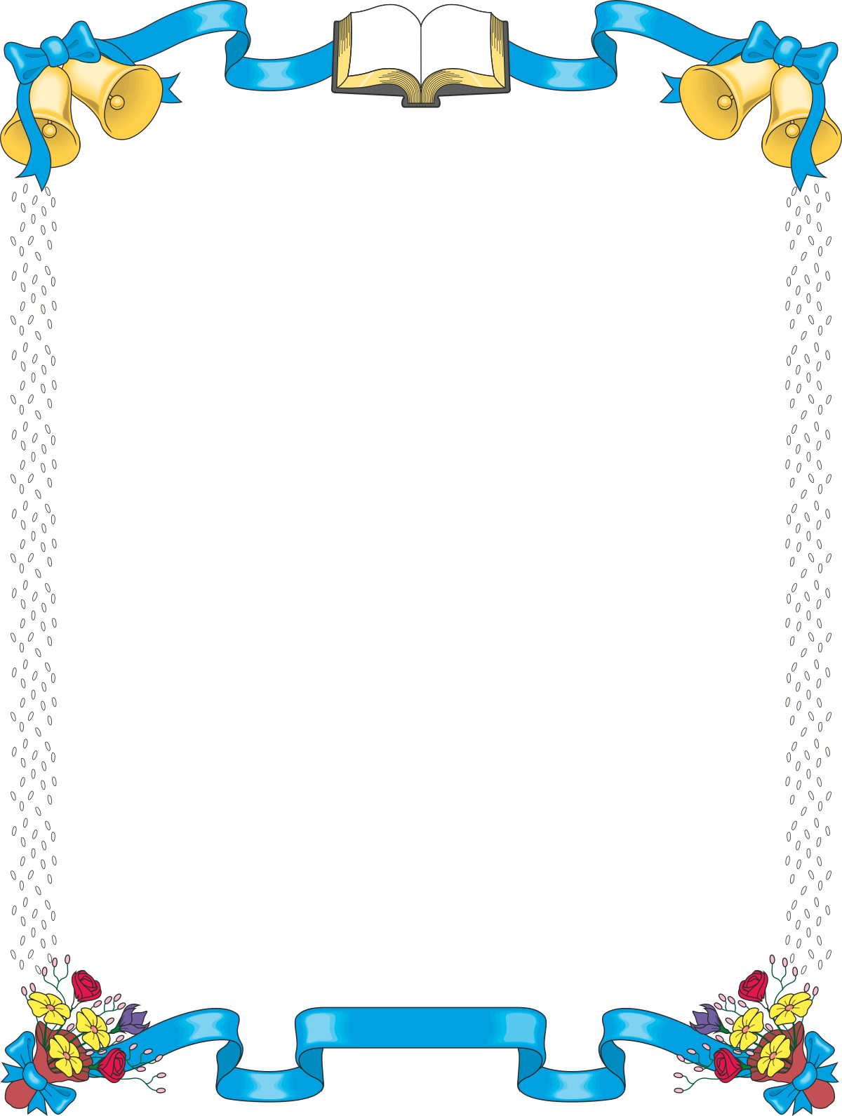 Elegant Blue Ribbon Borders for Holiday and Wedding Clipart