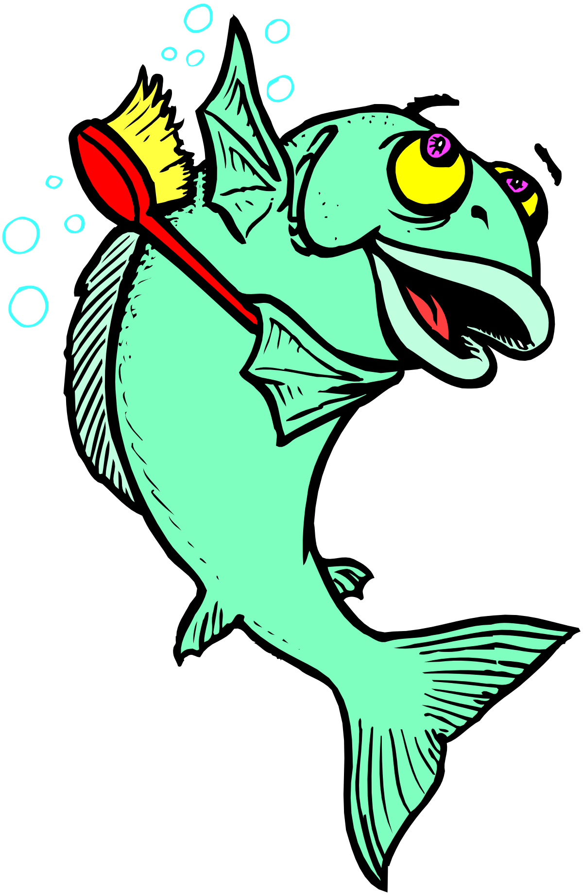 Fish with Toothbrush Clipart: Fun and Whimsical Marine Illustration