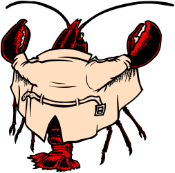 Crab Clipart with Red Tail on Black Background