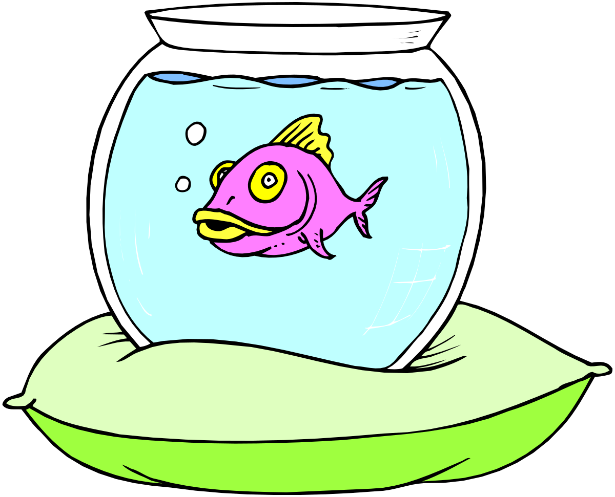 Fish in Bowl with Green Leaf Clipart for Nature Themes