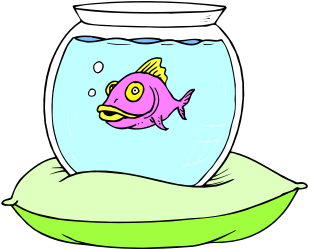 Fish in Bowl with Green Leaf Clipart for Nature Themes
