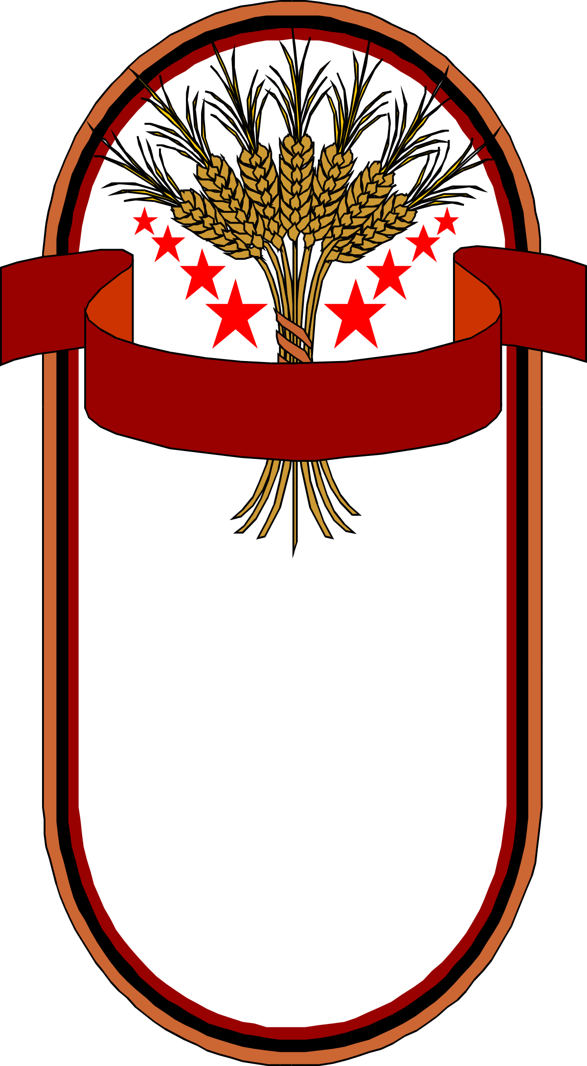 Wheat Shield Clipart with Decorative Ribbons and Plant Borders