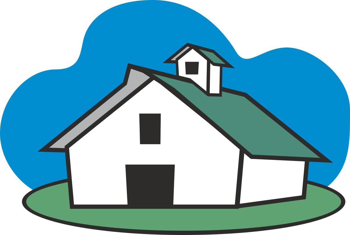 Green Roof House Clipart - Charming White Cottage