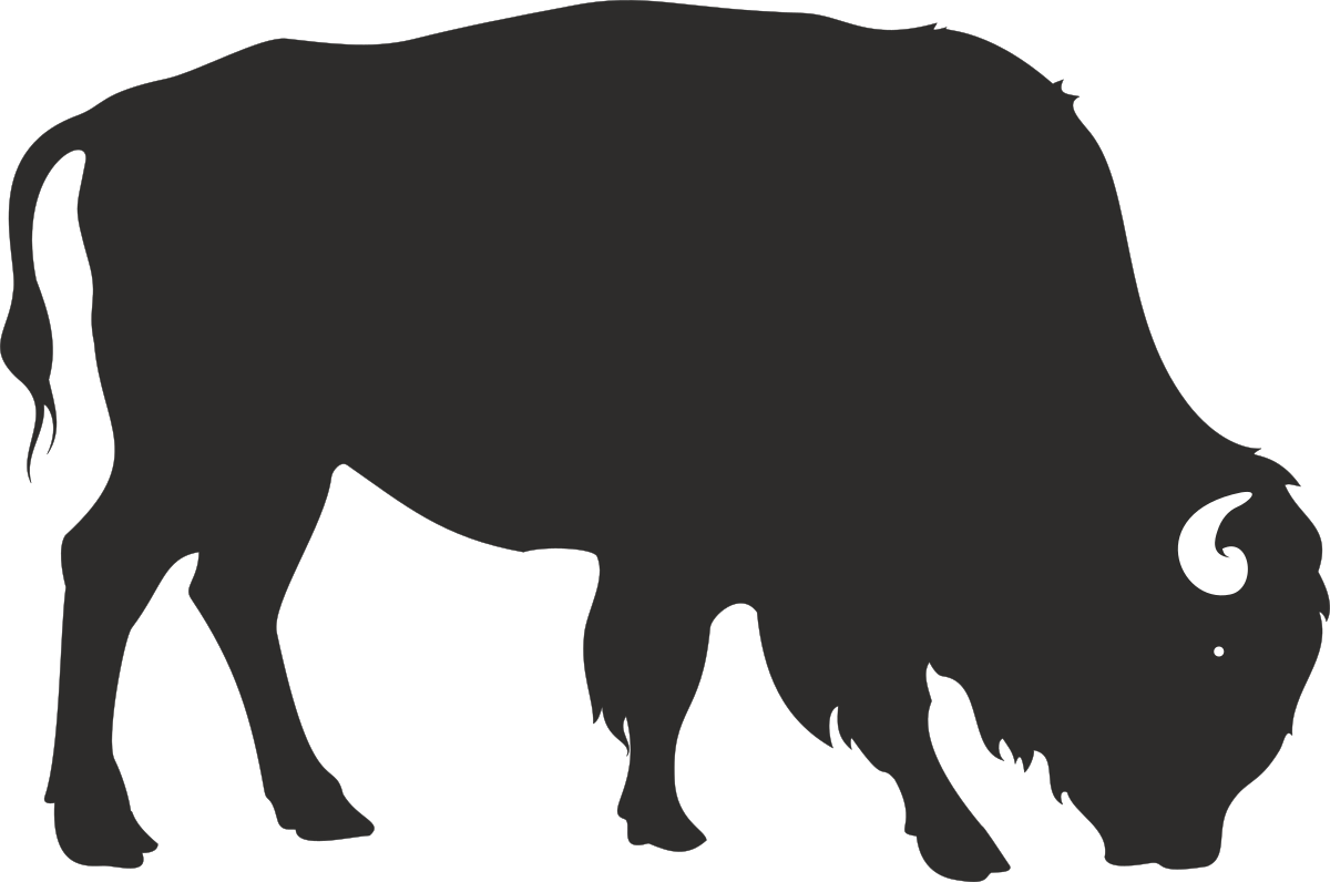 a black and white buffalo silhouetted on a black background clip art png transparent Black and White Buffalo Silhouette on Black Background - Stunning Clipart for Your Projects