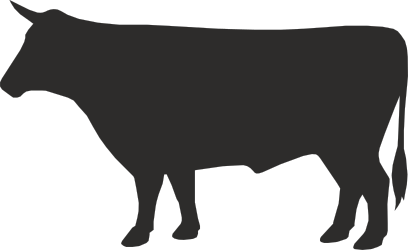 Silhouetted Cow on Black Background - Stunning Clipart Design