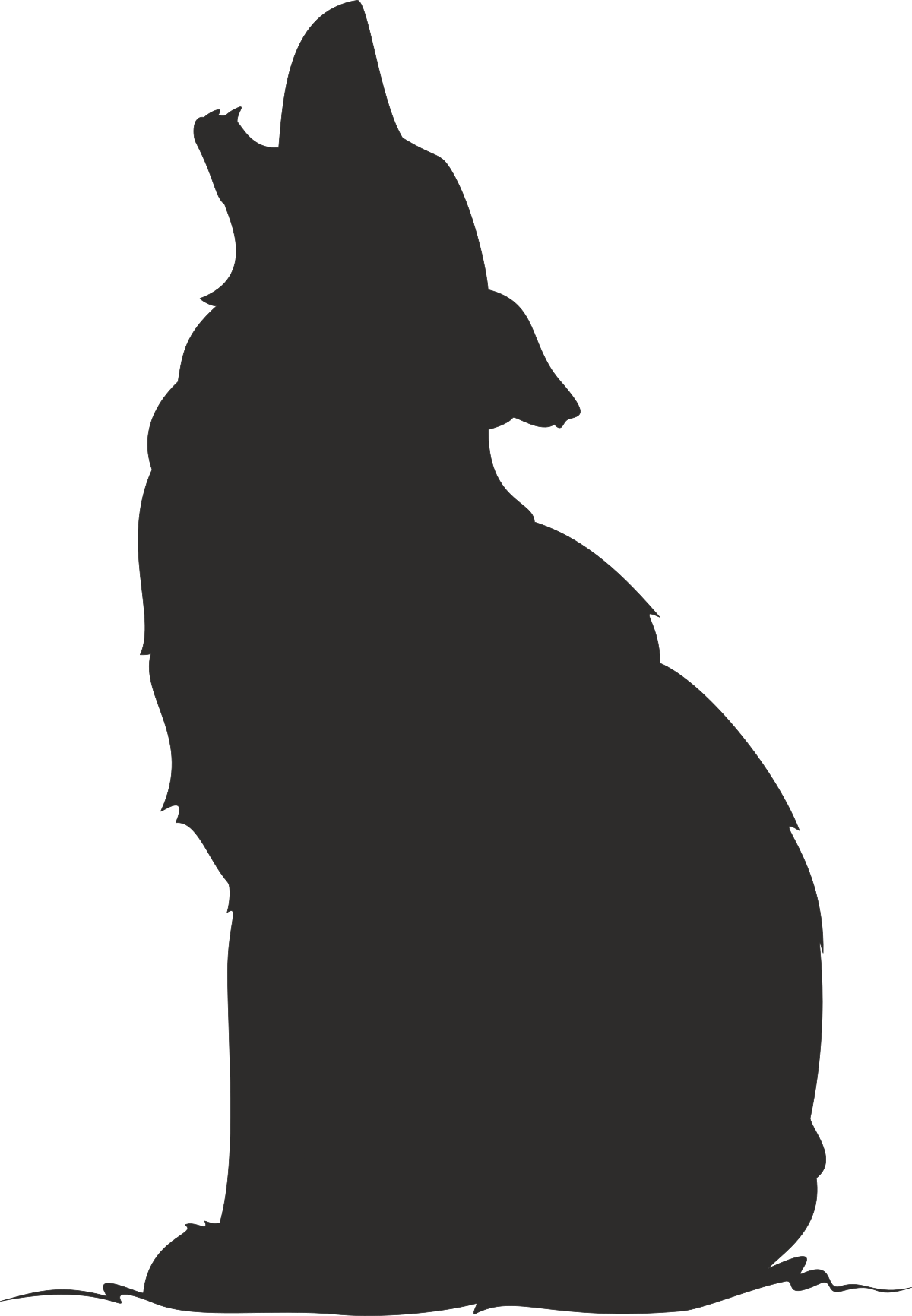 a silhouette of a wolf sitting down clip art png transparent Wolf Silhouette Clipart: Majestic Wolf Sitting Down