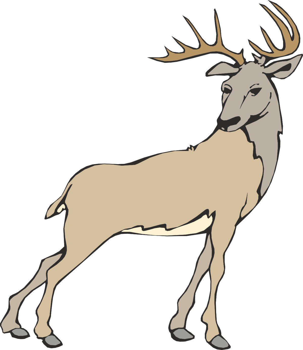 a deer standing on a black background clip art png transparent Deer Standing Elegantly on Black Background Clipart