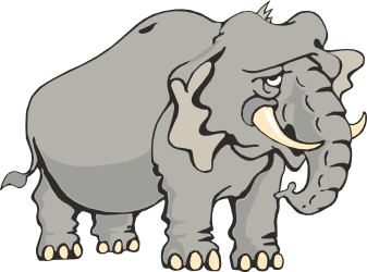 Elephant with Big Tuff Clipart - Playful and Fun Designs