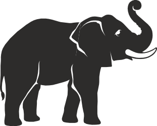 Elephant Silhouette on Black Background - Stunning Clipart for Versatile Uses