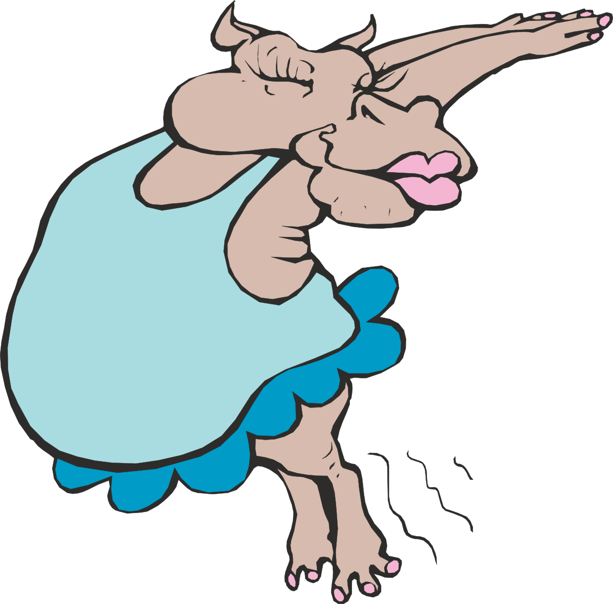 Cartoon Pig in Blue Dress - Whimsical Clipart for Fun Designs