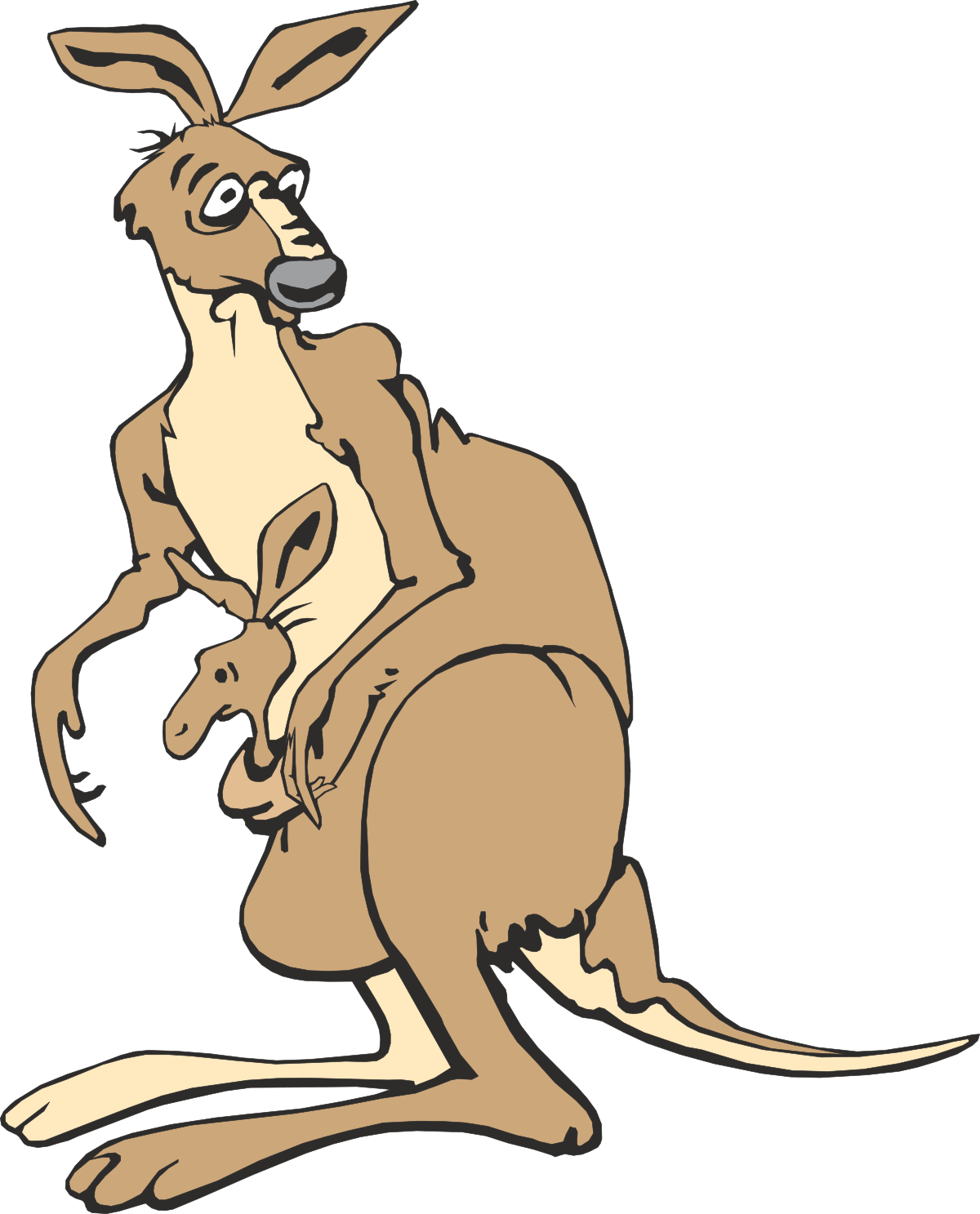 a kangaroo with its mouth open and its tongue out clip art png transparent Kangaroo with Open Mouth and Tongue Out Clipart - Playful Animal Illustration